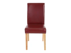 Juego de 6 sillas de comedor Littau de piel sintética, polipiel, marrón rojizo, patas claras
