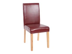 Juego de 6 sillas de comedor Littau de piel sintética, polipiel, marrón rojizo, patas claras