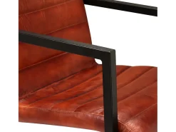 Juego de 2 sillas de comedor de cuero genuino marrón
