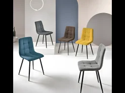 Juego de 4 sillas de comedor modernas gris claro en tejido 