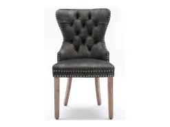 Juego de 2 sillas de comedor - terciopelo gris - Silla tapizada con patas ajustables - para dormitorio y salón