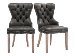 Juego de 2 sillas de comedor - terciopelo gris - Silla tapizada con patas ajustables - para dormitorio y salón