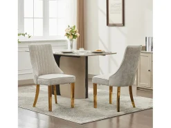 Juego de 2 sillas de comedor - Sillas con patas de acero inoxidable galvanizado en oro y respaldos acolchados - chenilla azul