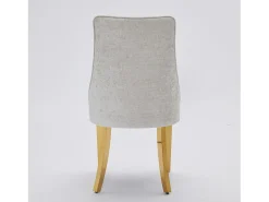 Juego de 2 sillas de comedor - Sillas con patas de acero inoxidable galvanizado en oro y respaldos acolchados - chenilla azul