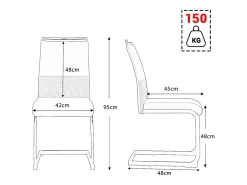 Juego de 6 sillas de comedor - Lino y piel sintética - Patas de metal - Blanco - BLITZ