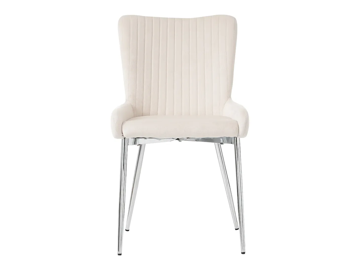Juego de 2 sillas de comedor de terciopelo, diseño de lujo, con soporte lumbar y patas de metal plateado, color beige