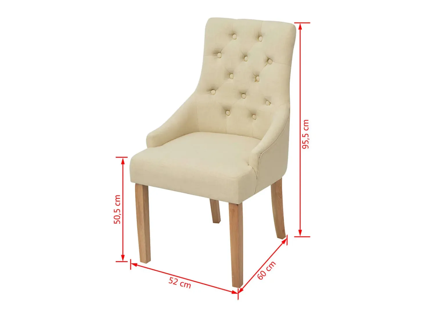 Juego de 4 sillas de comedor de tela color crema
