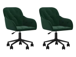 Juego de 2 sillas de comedor giratorias de terciopelo verde oscuro