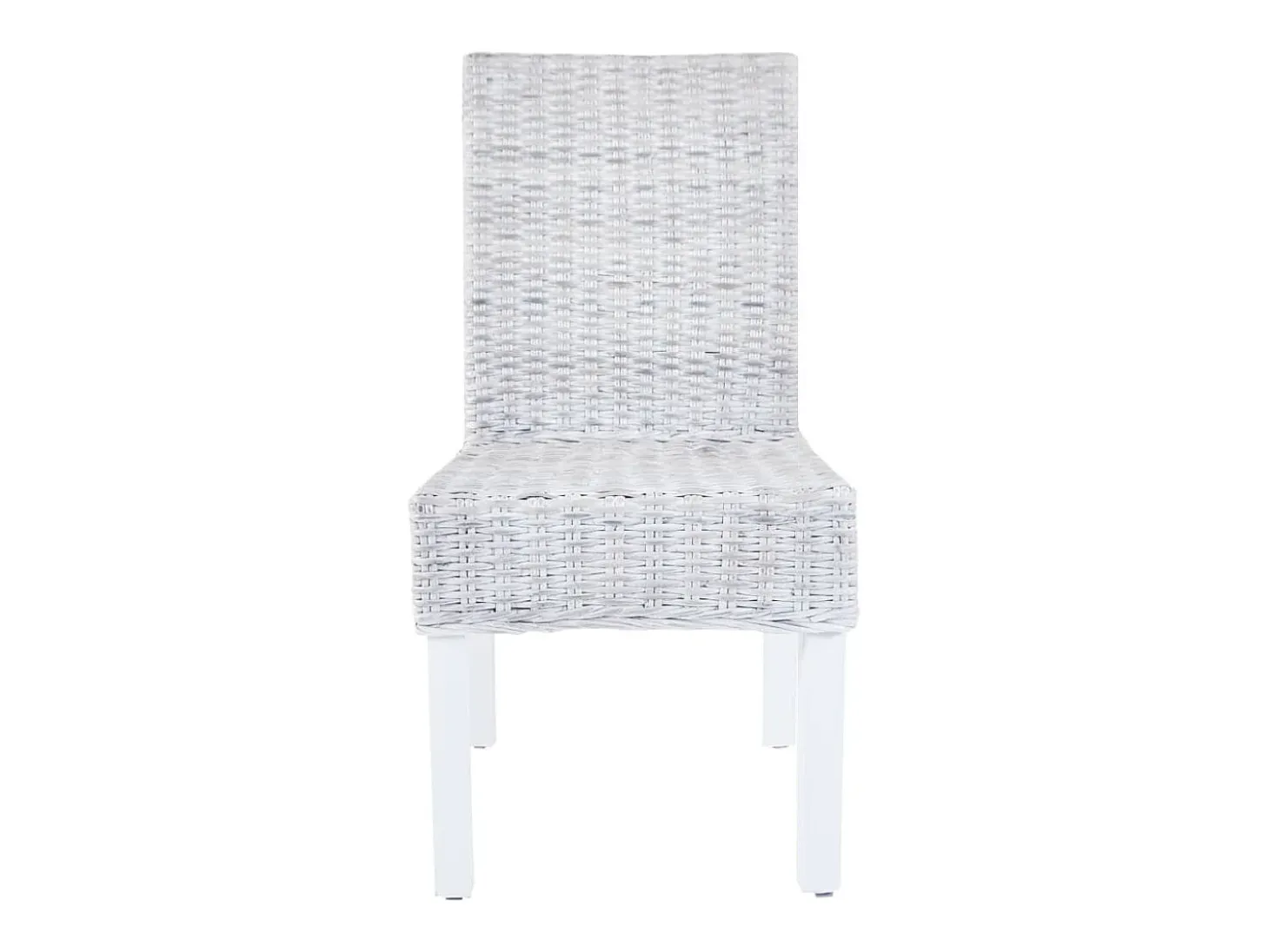 Juego de 4 sillas de comedor de ratán blanco Kubu y madera de mango