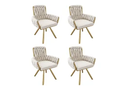 Juego de 4 sillas de comedor, diseño de rombos, sillón giratorio, patas de metal, color beige (L64,77 x An63,5 x Al50,8 cm)