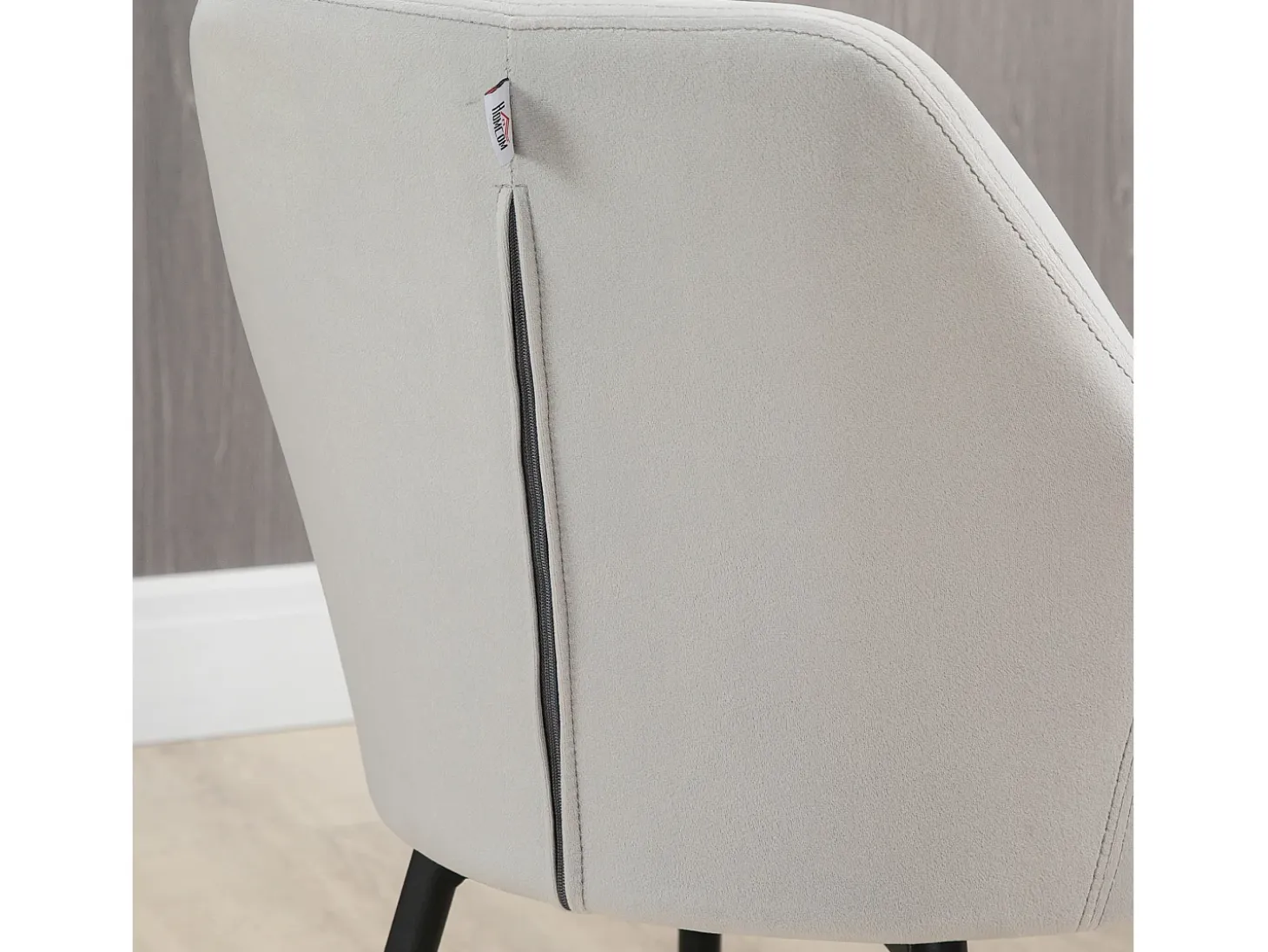 Juego de 2 sillas de comedor, silla de cocina con respaldo, silla tapizada en efecto terciopelo, patas de acero, gris claro