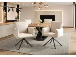Juego de 2 sillas de comedor - 60 x 60 x 88 cm - sillas tapizadas - giratorias 360° - terciopelo - beige