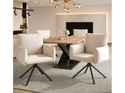 Juego de 2 sillas de comedor - 60 x 60 x 88 cm - sillas tapizadas - giratorias 360° - terciopelo - beige