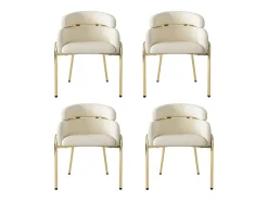 Juego de 4 sillas de comedor, diseño moderno, patas de metal, terciopelo beige (dimensiones: 59,69 x 59,69 x 55,88 cm)