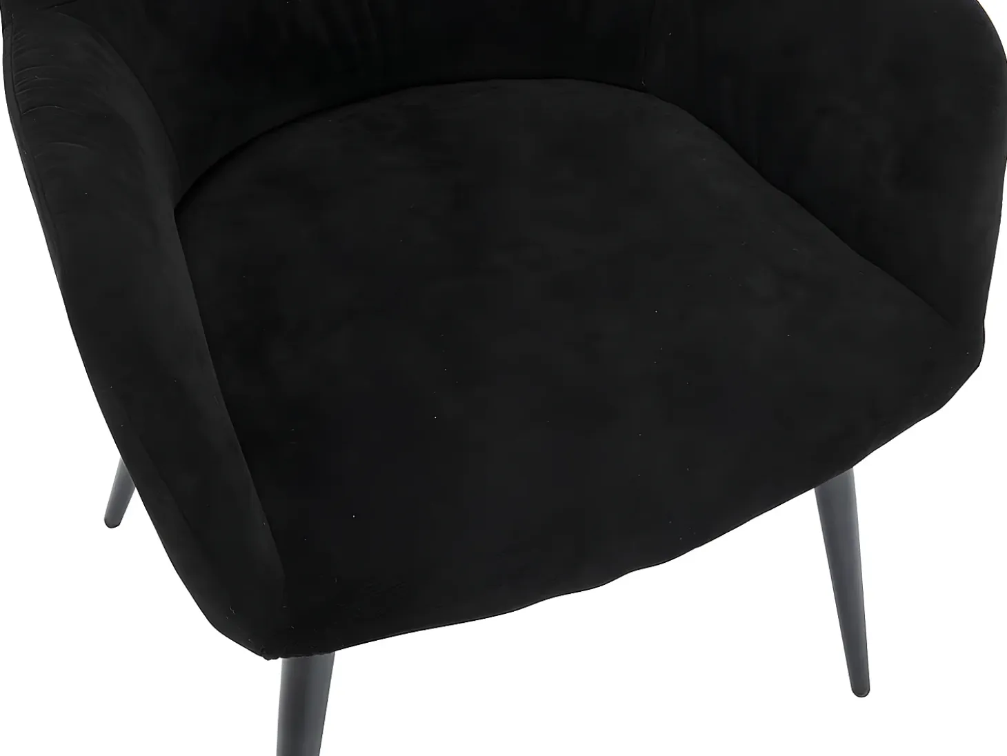 Juego de 2 sillas de comedor con brazos - Tela aterciopelada y metal negro. Negro. HEKA