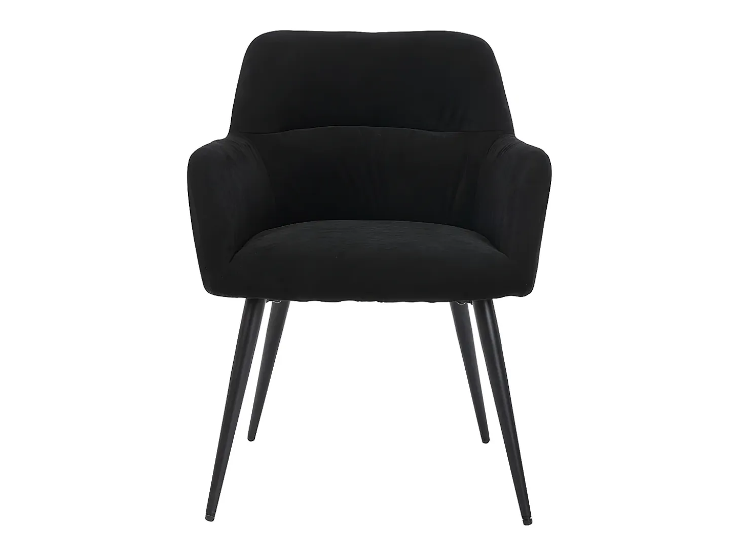 Juego de 2 sillas de comedor con brazos - Tela aterciopelada y metal negro. Negro. HEKA