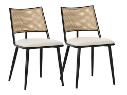 Juego de 2 sillas de comedor - 50 x 48 x 80 cm - asiento de poliuretano - respaldo de ratán - ratán - negro