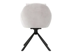 Juego de 4 sillas de comedor giratorias de terciopelo beige con respaldo tapizado y patas de metal negro