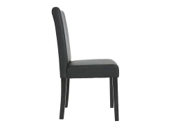 Juego de 6 sillas de comedor Littau de piel sintética, polipiel, negro mate, patas oscuras
