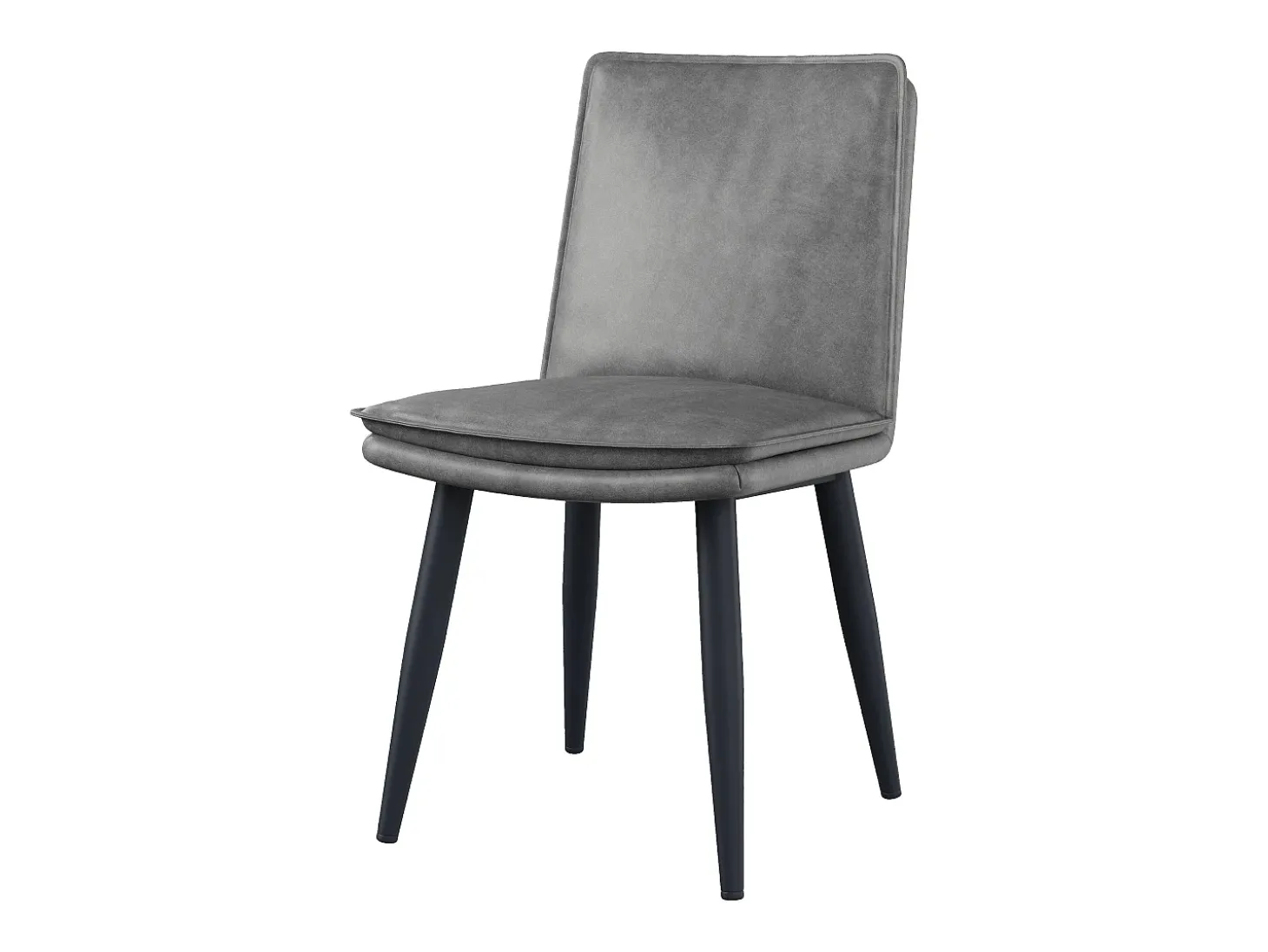 Juego de 4 sillas de comedor, PU gris, con asientos acolchados de doble capa - para comedores y salas de estar