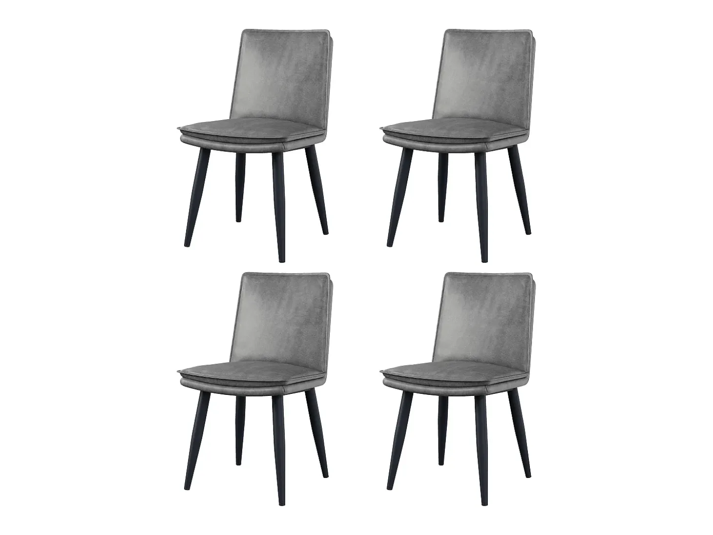Juego de 4 sillas de comedor, PU gris, con asientos acolchados de doble capa - para comedores y salas de estar