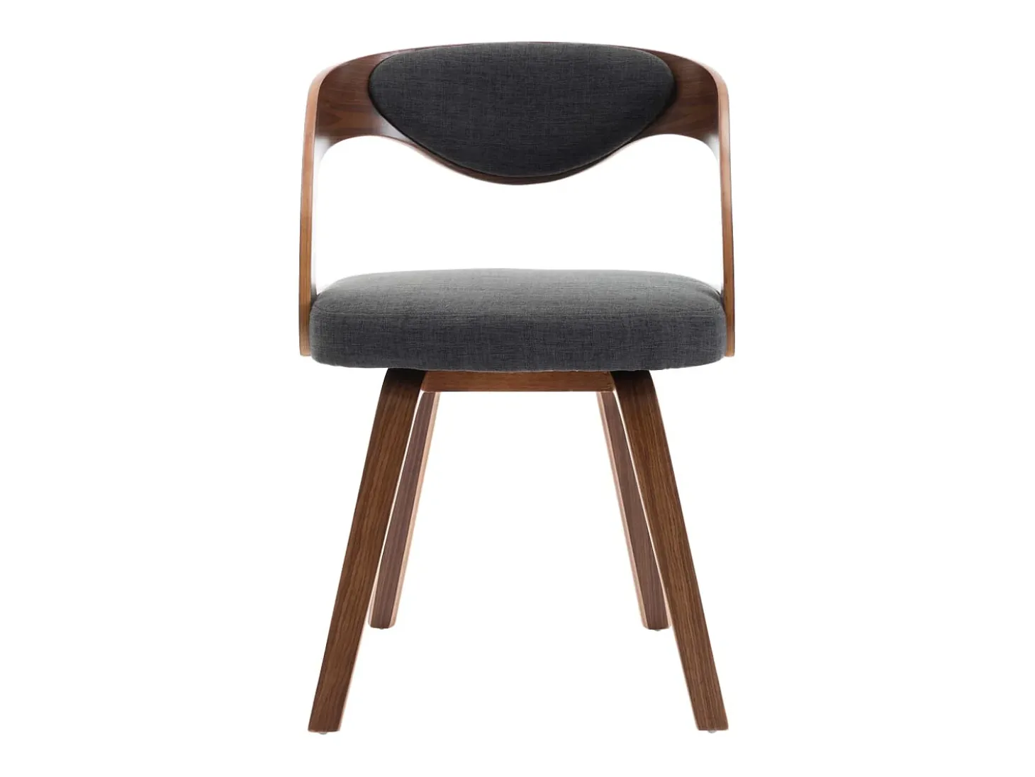Juego de 4 sillas de comedor de madera curvada gris oscuro y tela