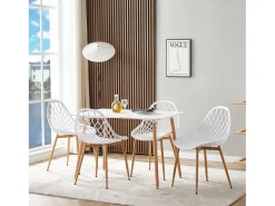 Juego de 6 Sillas de Comedor Estilo Escandinavo Blanco Compactas y Confortables