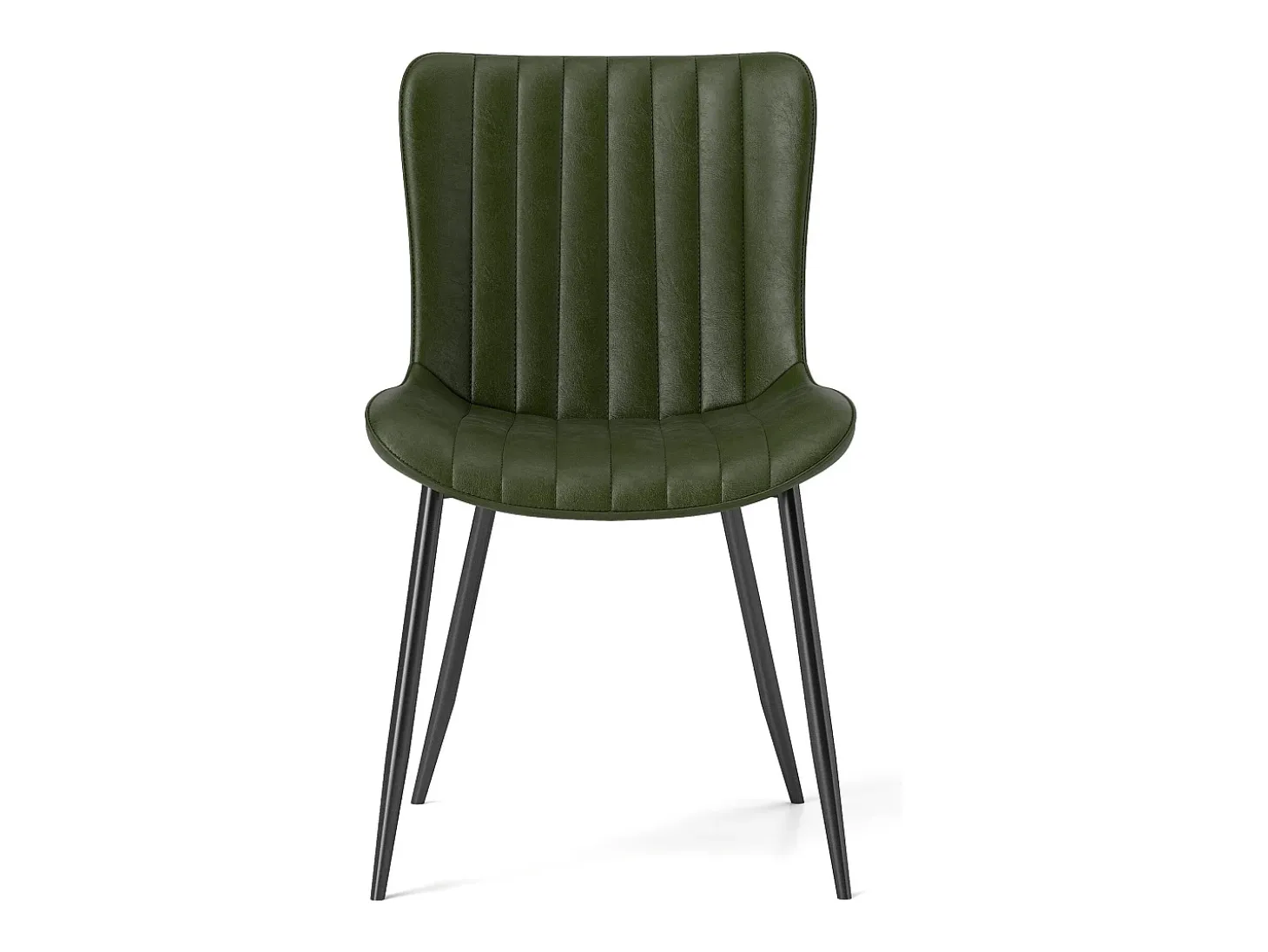 Juego de 4 sillas de comedor en PU verde con patas de metal negro - estilo moderno