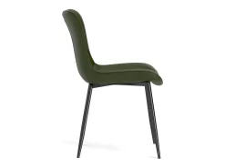 Juego de 4 sillas de comedor en PU verde con patas de metal negro - estilo moderno