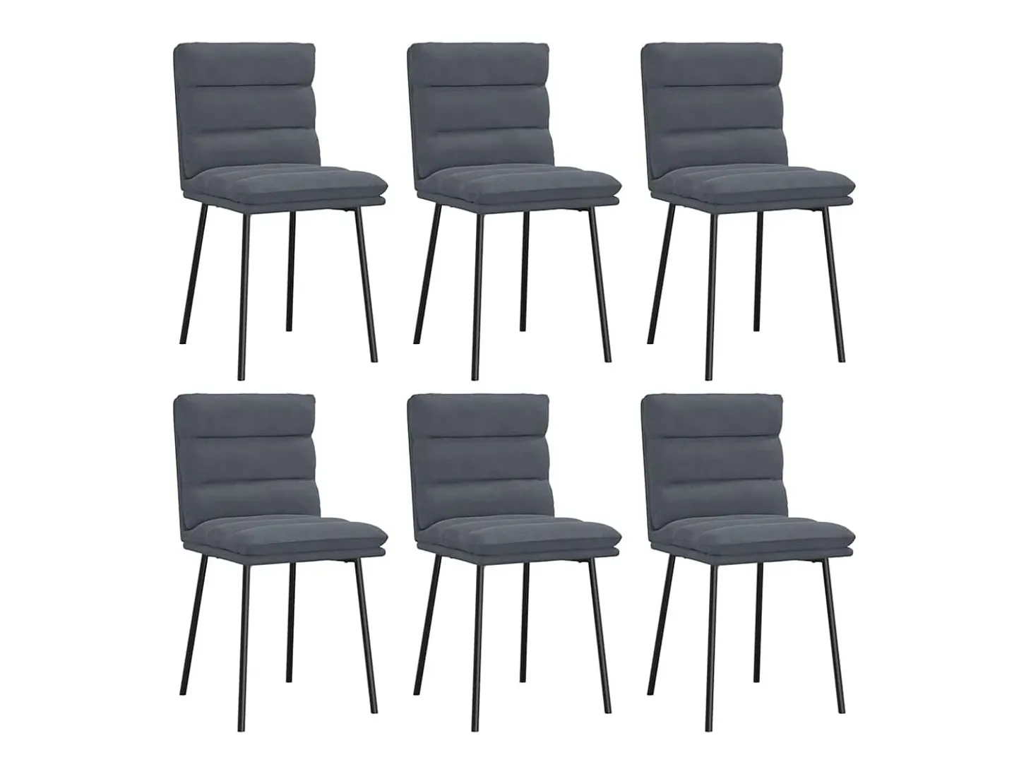 Juego de 6 sillas de comedor de terciopelo gris oscuro