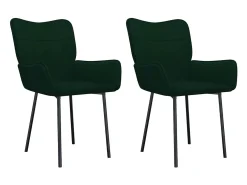 Juego de 2 sillas de comedor de terciopelo verde oscuro