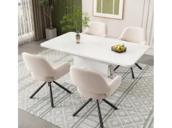 Juego de 2 sillas de comedor giratorias en terciopelo - 60 x 60 x 80 cm - con reposabrazos - beige