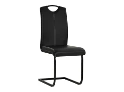 Juego de 4 sillas de comedor Cantilever de piel sintética negra