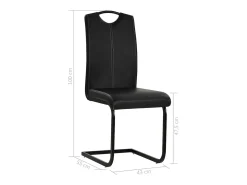 Juego de 4 sillas de comedor Cantilever de piel sintética negra