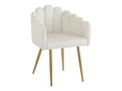 Juego de 2 Sillas de Comedor - 61 x 51,5 x 82 cm - Patas de Terciopelo y Hierro Galvanizado Dorado - Beige