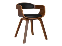 Juego de 2 sillas de comedor de madera curvada negra y piel sintética.
