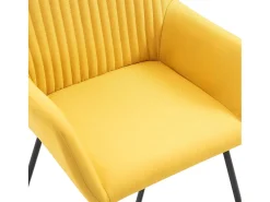 Juego de 2 sillas de comedor de tela amarilla