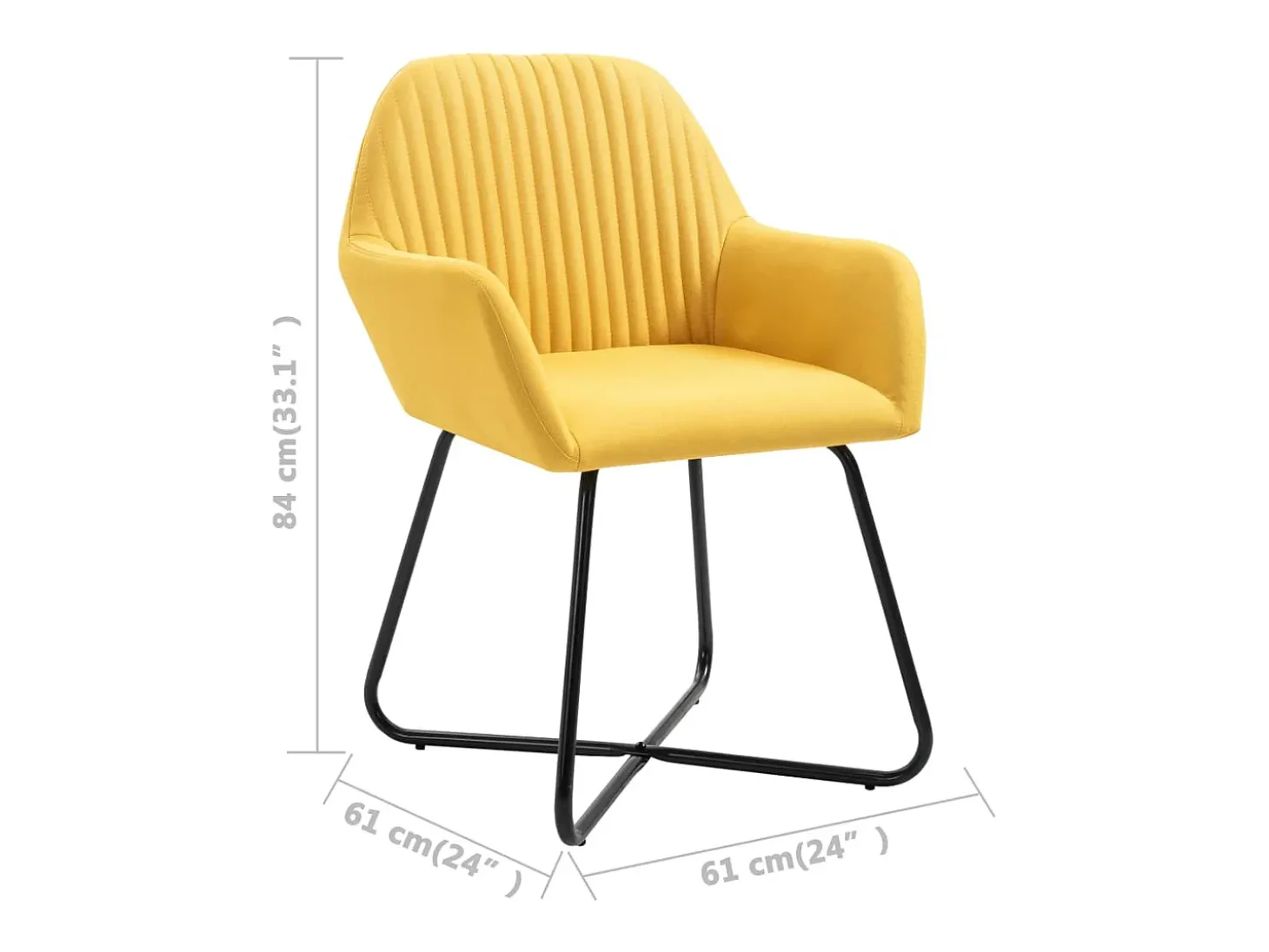 Juego de 2 sillas de comedor de tela amarilla