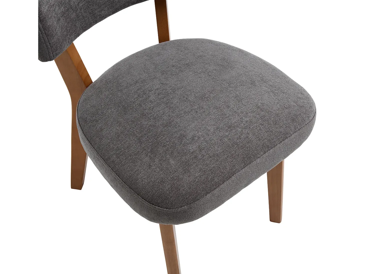 Juego de 2 sillas de comedor - Sillas con respaldo acolchado y patas de madera maciza - lino gris
