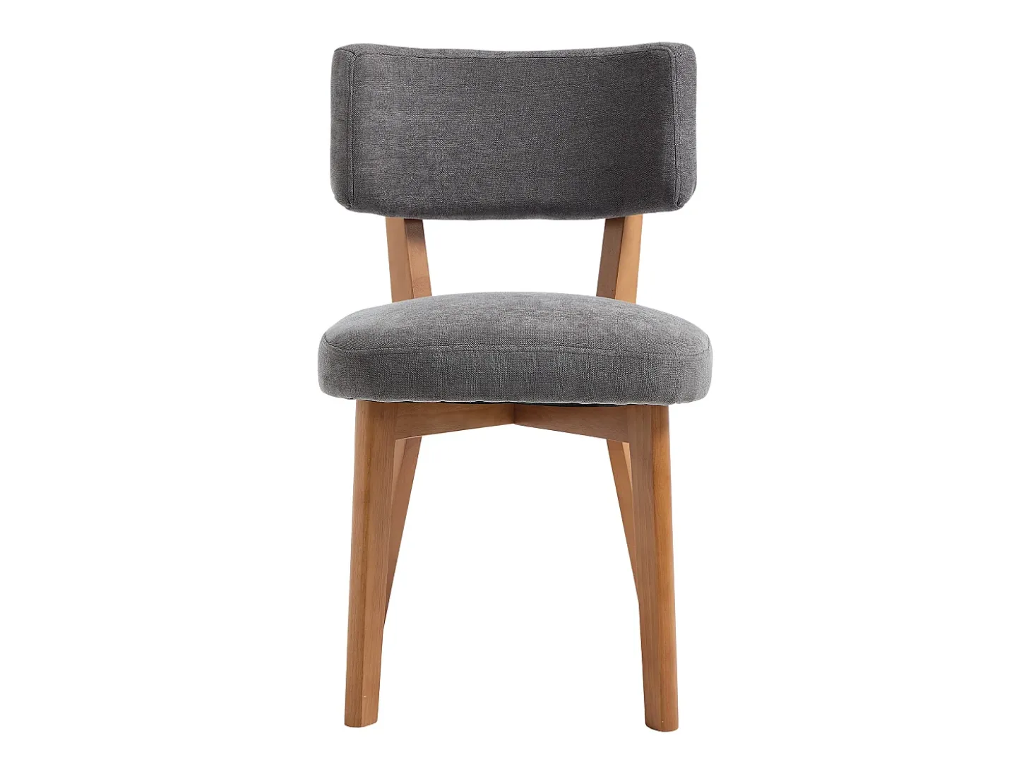 Juego de 2 sillas de comedor - Sillas con respaldo acolchado y patas de madera maciza - lino gris