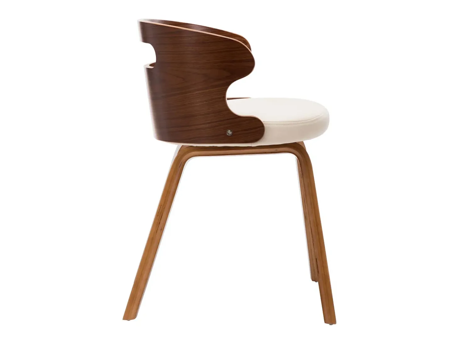 Juego de 2 sillas de comedor de madera curvada color crema y piel sintética.