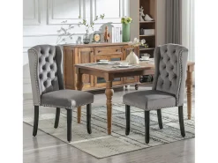 Juego de 6 sillas de comedor de terciopelo, sillones con patas de roble, diseño moderno, gris (L 103,68 x An 50,29 x Al 46,36 cm)