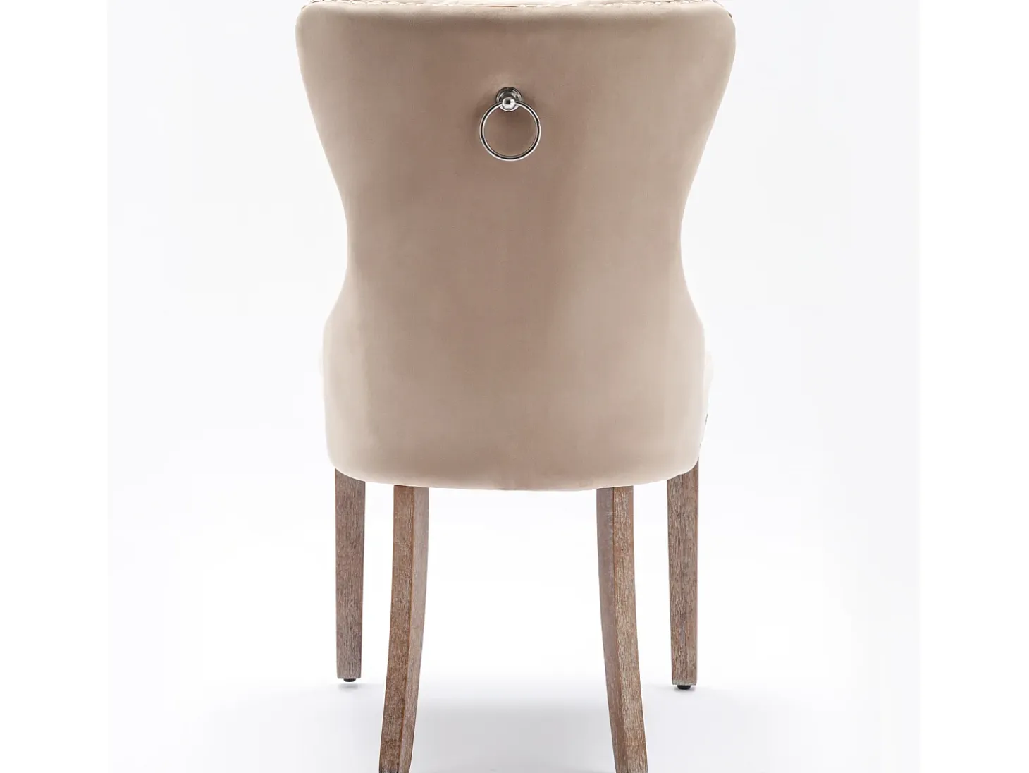 Juego de 2 sillas de comedor, respaldo alto, terciopelo vintage, botones, estructura de madera maciza
