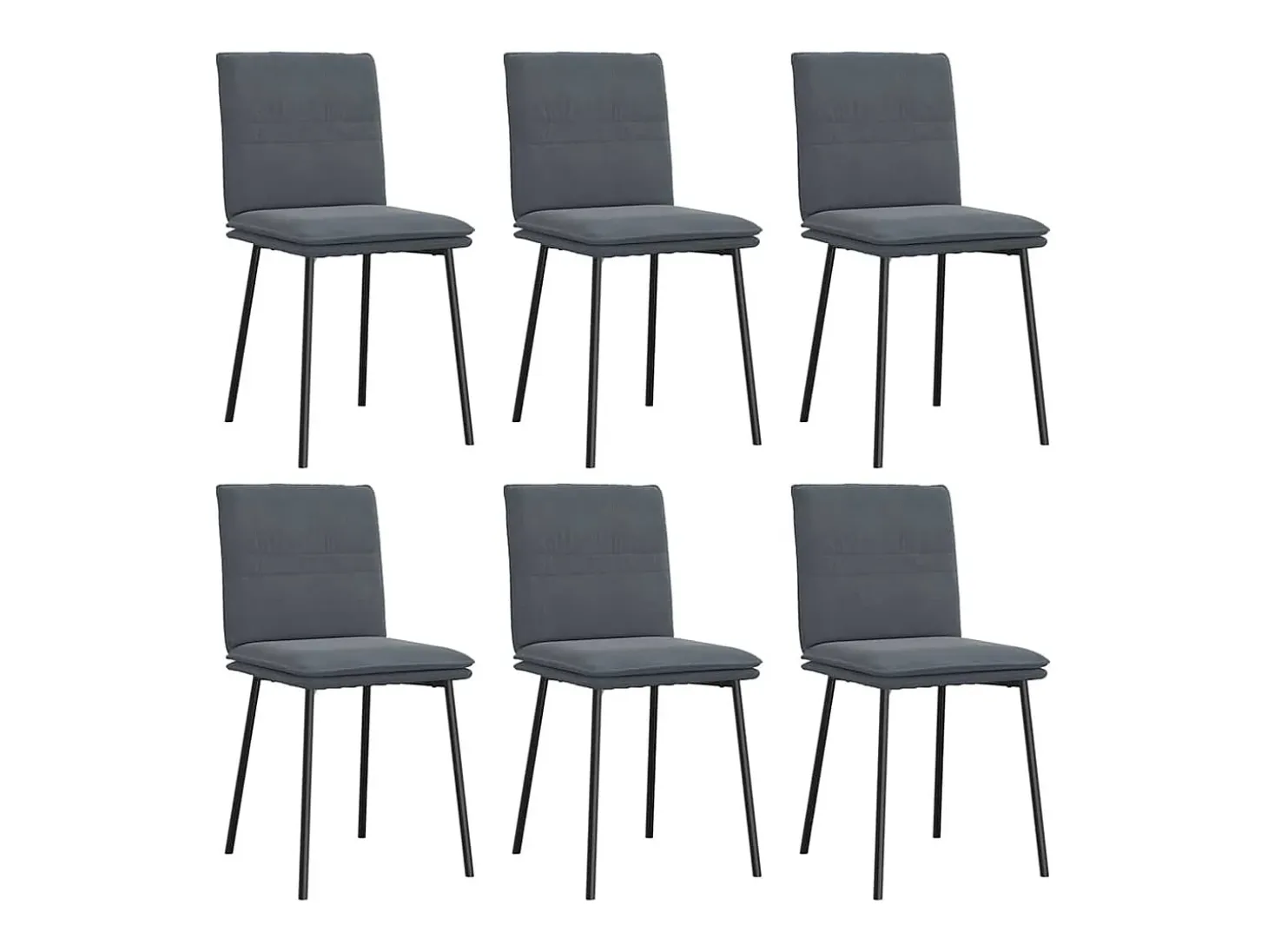 Juego de 6 sillas de comedor de terciopelo gris oscuro