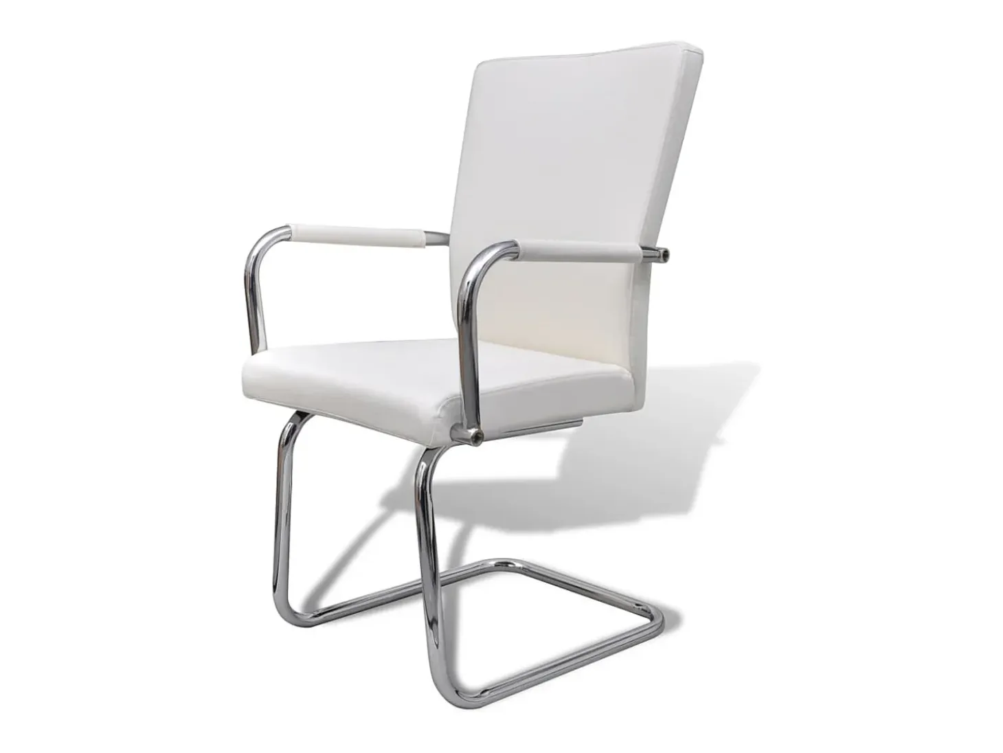 Juego de 2 sillas de comedor Cantilever de piel sintética blanca