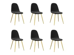 Juego de 6 sillas de comedor de terciopelo negro