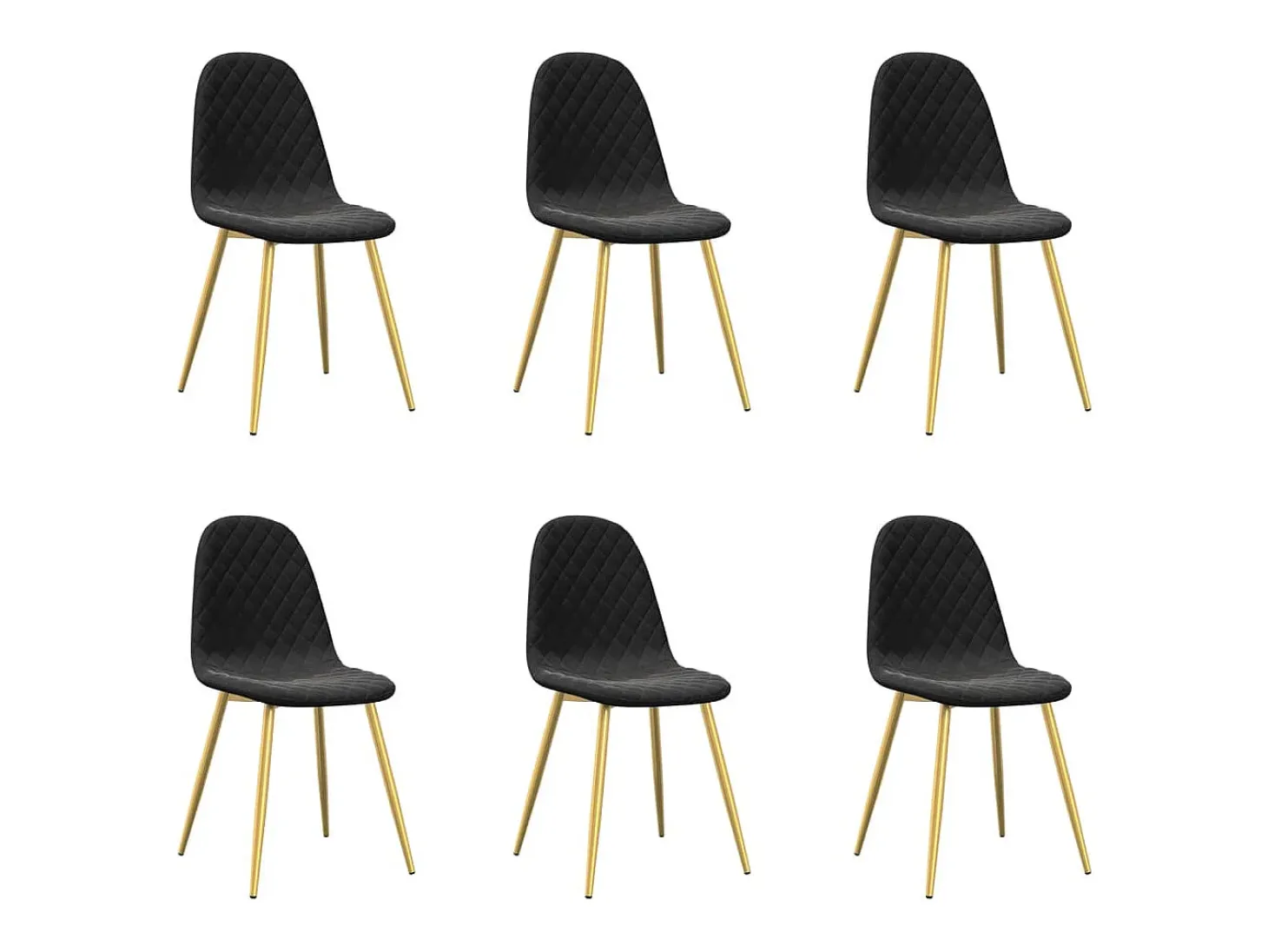 Juego de 6 sillas de comedor de terciopelo negro