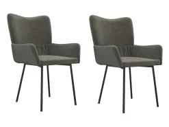 Juego de 2 sillas de comedor de terciopelo gris oscuro