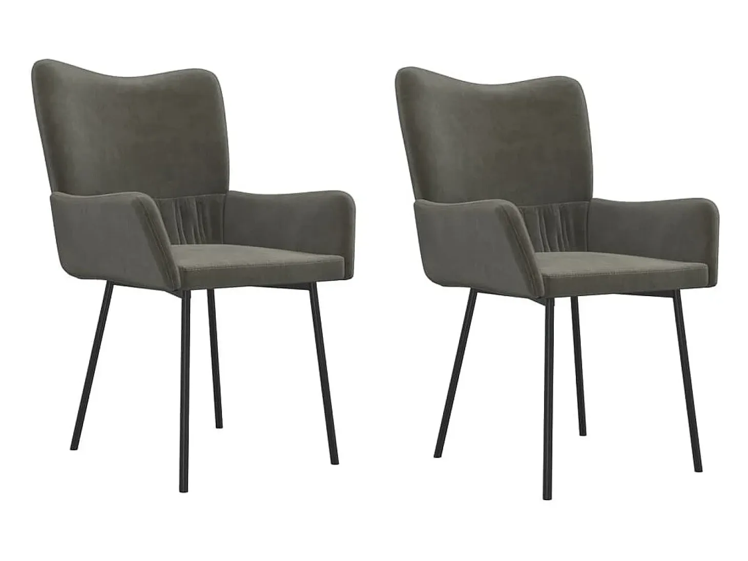 Juego de 2 sillas de comedor de terciopelo gris oscuro
