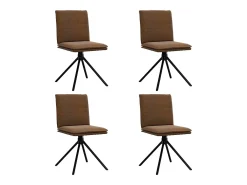 Juego de 4 sillas de comedor de piel sintética color marrón.